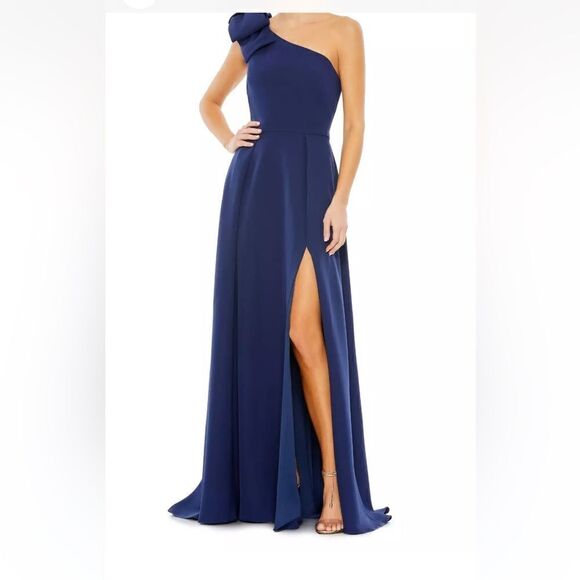 NWT MAC DUGGAL Midnight Embellished One Shoulder A-Line Evening Gown Size 8 - Picture 2 of 12